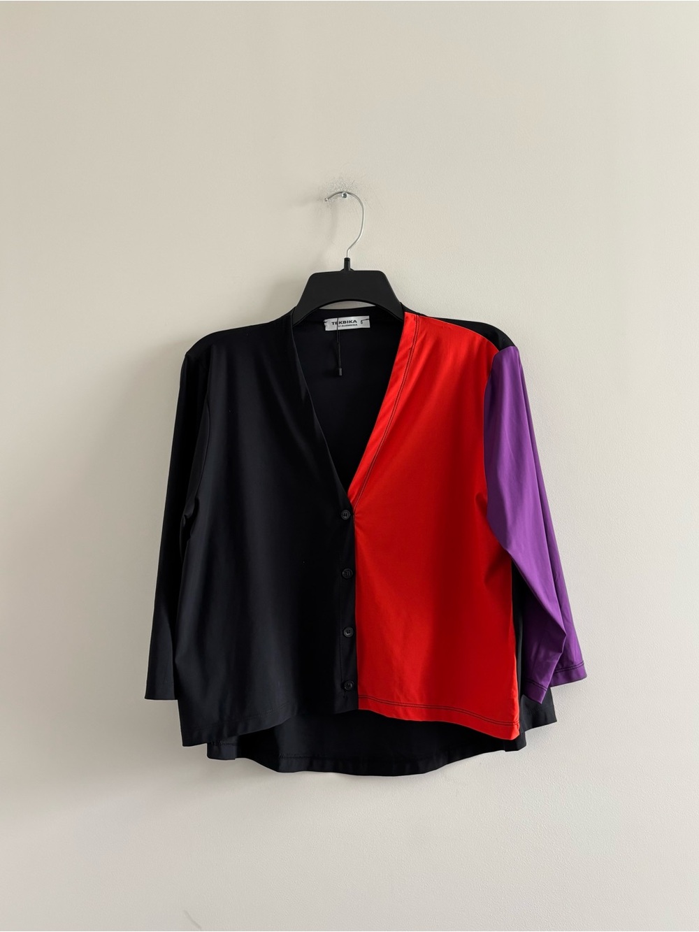 Alembika Tekbika Colorblock Cardigan Jacket Crop Womens 5/14 Art To Wear Boho